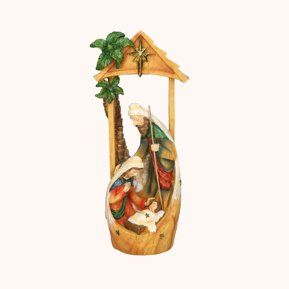 Figurka | Święta Rodzina | Struktura Drewna | 34 cm | Decorato