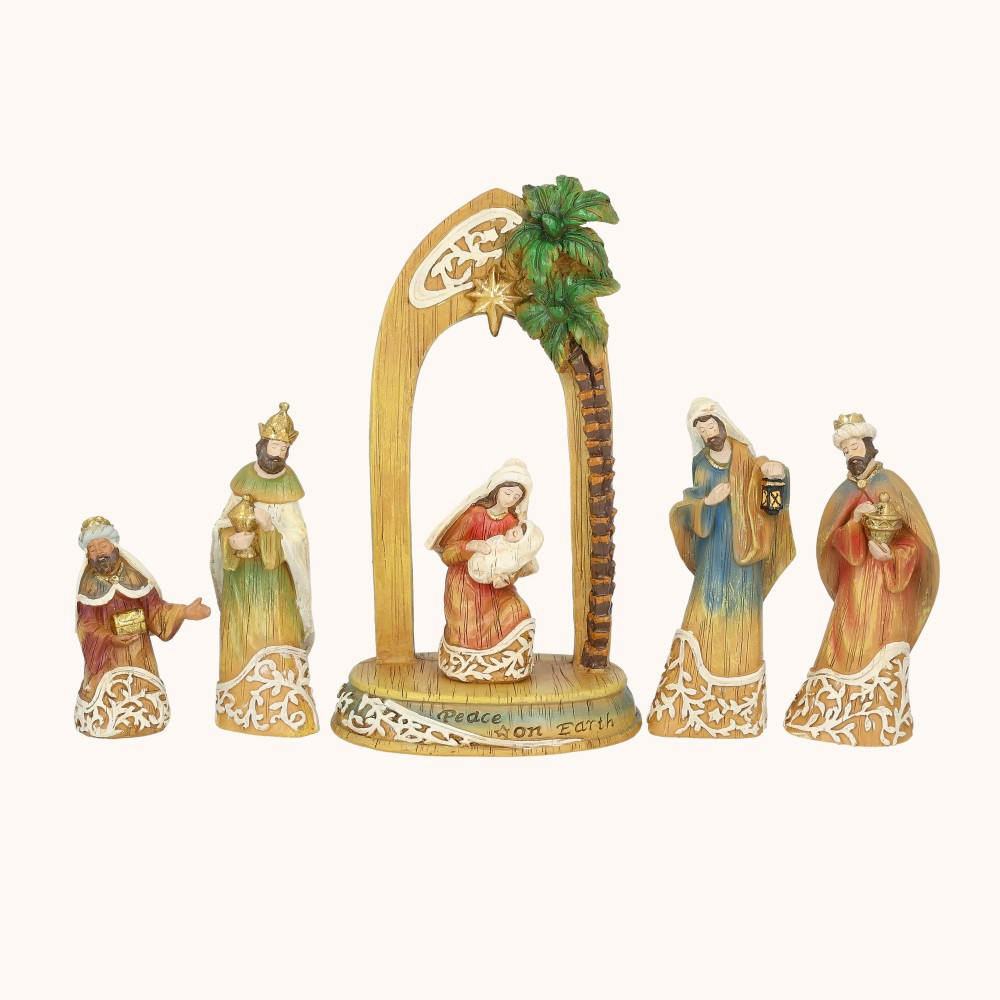 Szopka bożonarodzeniowa | Kremowy ornament | 26 cm | Decorato