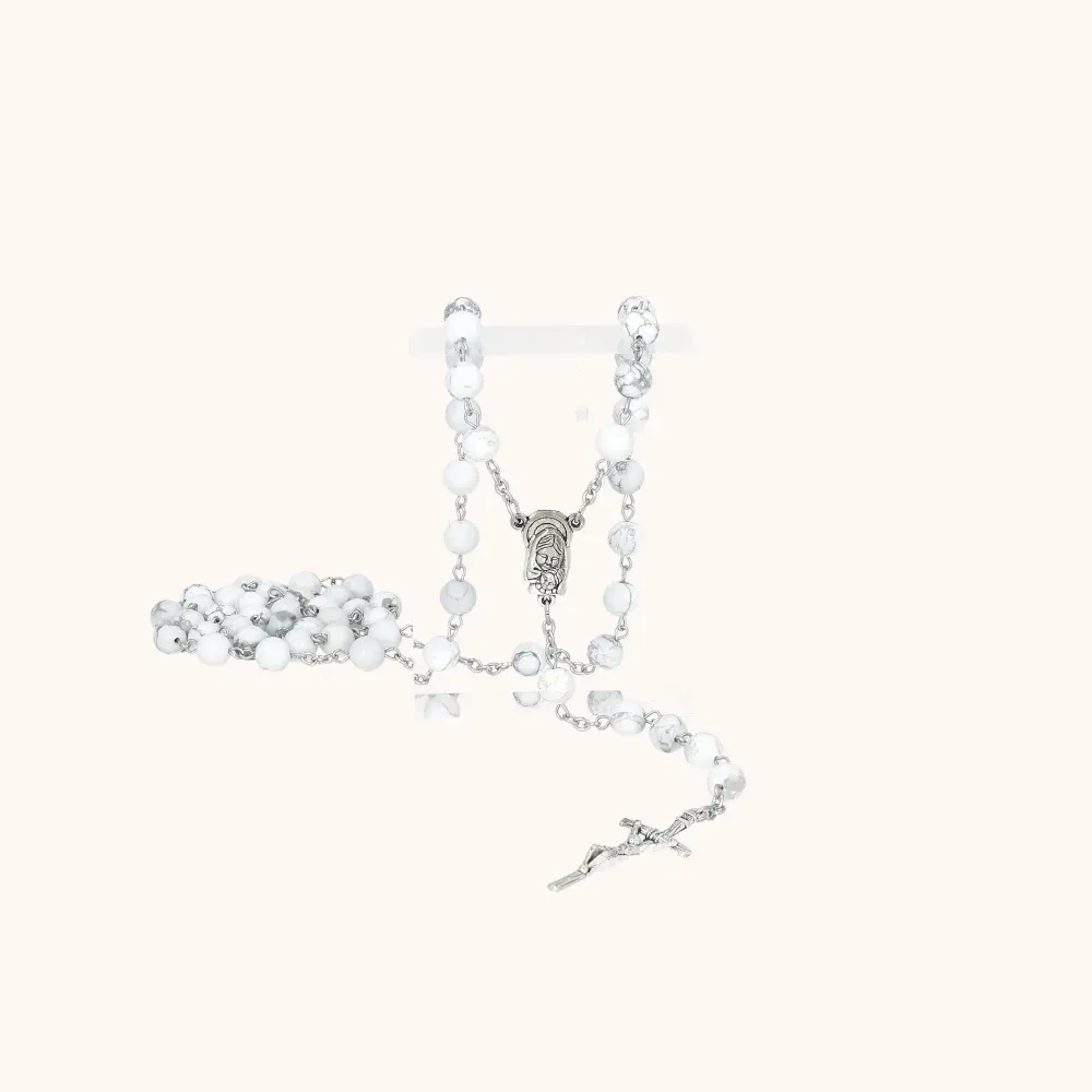 Różaniec | Biały Turkus | Kamień Naturalny | 8 mm