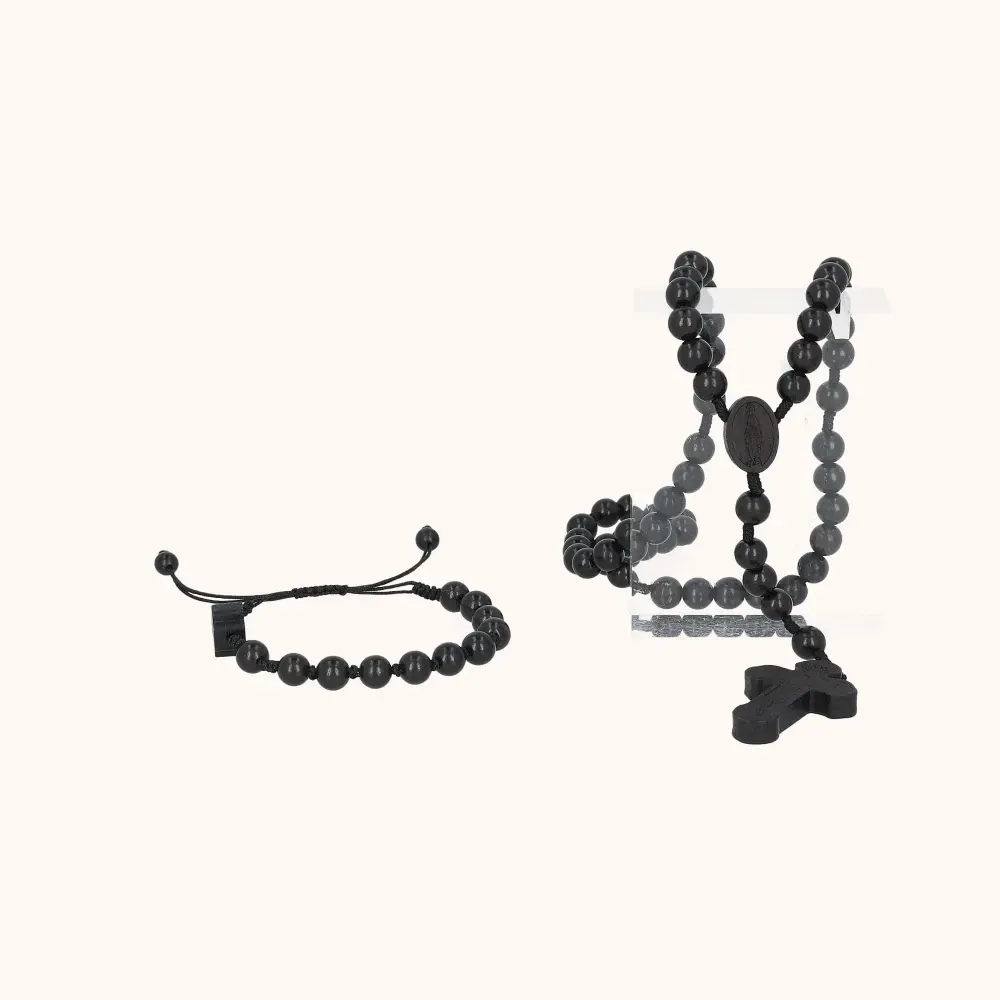 Zestaw | Różaniec | Dziesiątek Różańca | Heban Indonezysjki | 8 mm